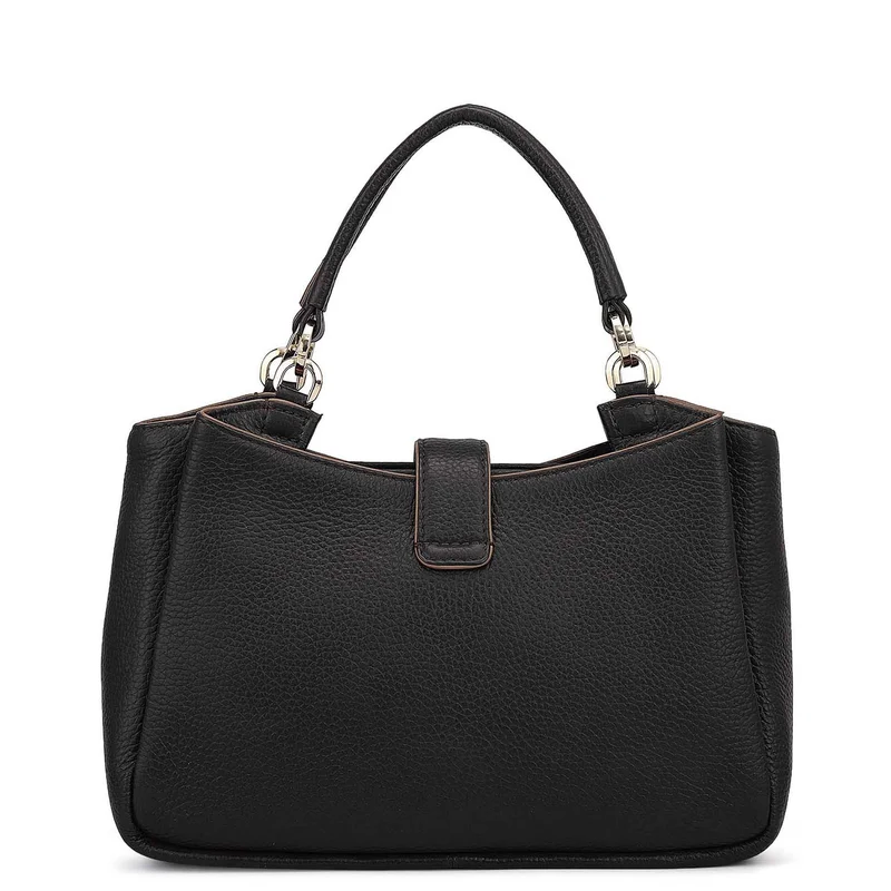 Da Milano Black Small Wax Leather Satchel - Black for Women | Best Price UAE